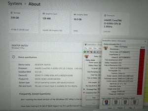 TOSHIBA/15.6 FHD/INTEL I5-6200U/16GB/SSD 256GB