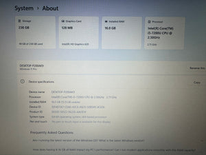 HP PROBOOK/15.6 FHD/INTEL I5-7200U/16GB DDR4/SSD 256GB