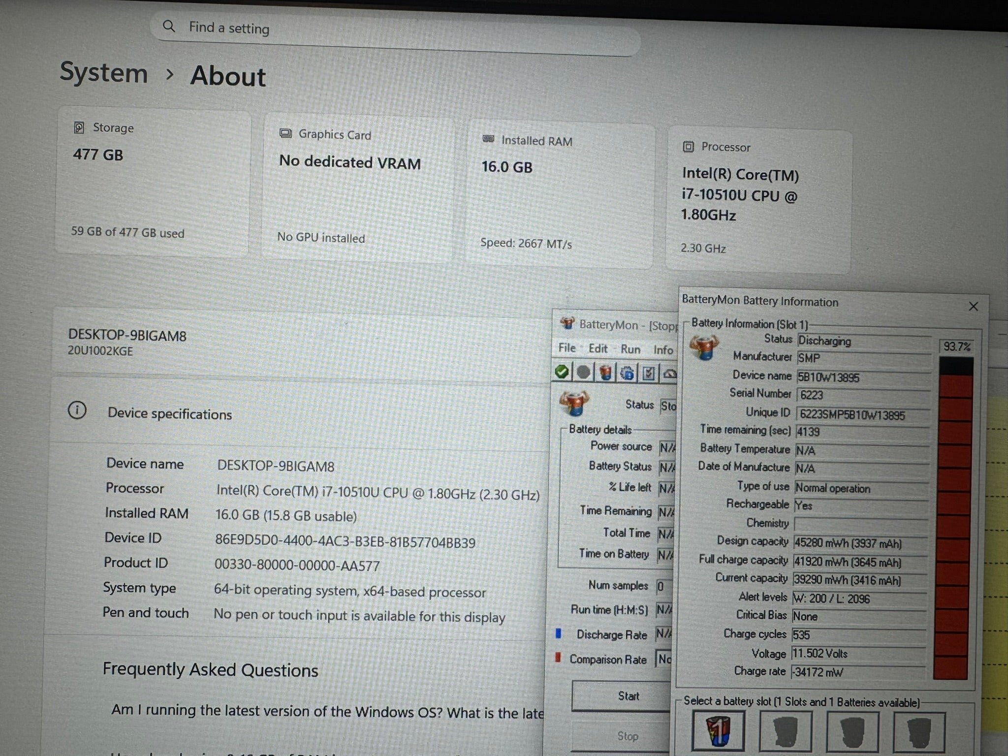 LENOVO THINKPAD/14.0 IPS/I7-10510U/16GB/512GB/4G