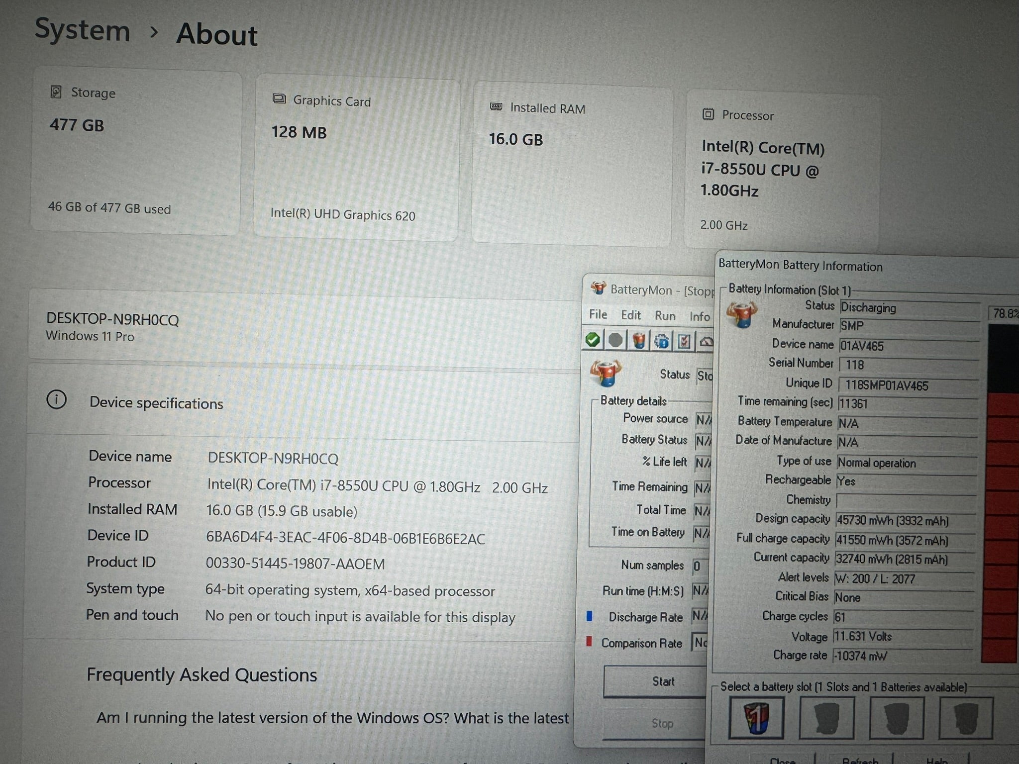 LENOVO THINKPAD/14.0 IPS/INTEL I7-8550U/16GB/SSD 512/4G