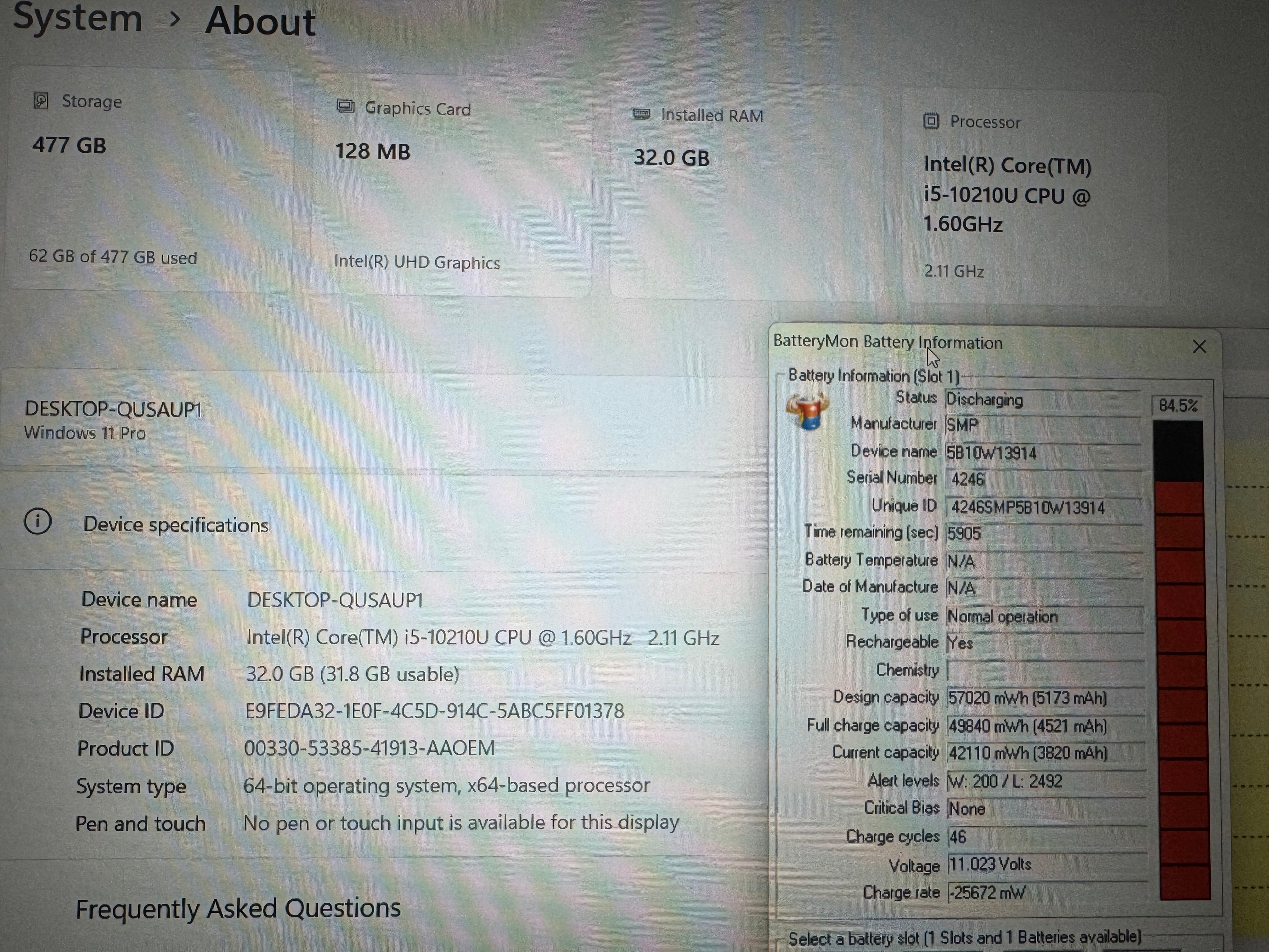 LENOVO THINKPAD T15/15.6 FHD IPS/I5-10210U/32GB/SSD 512 NOV