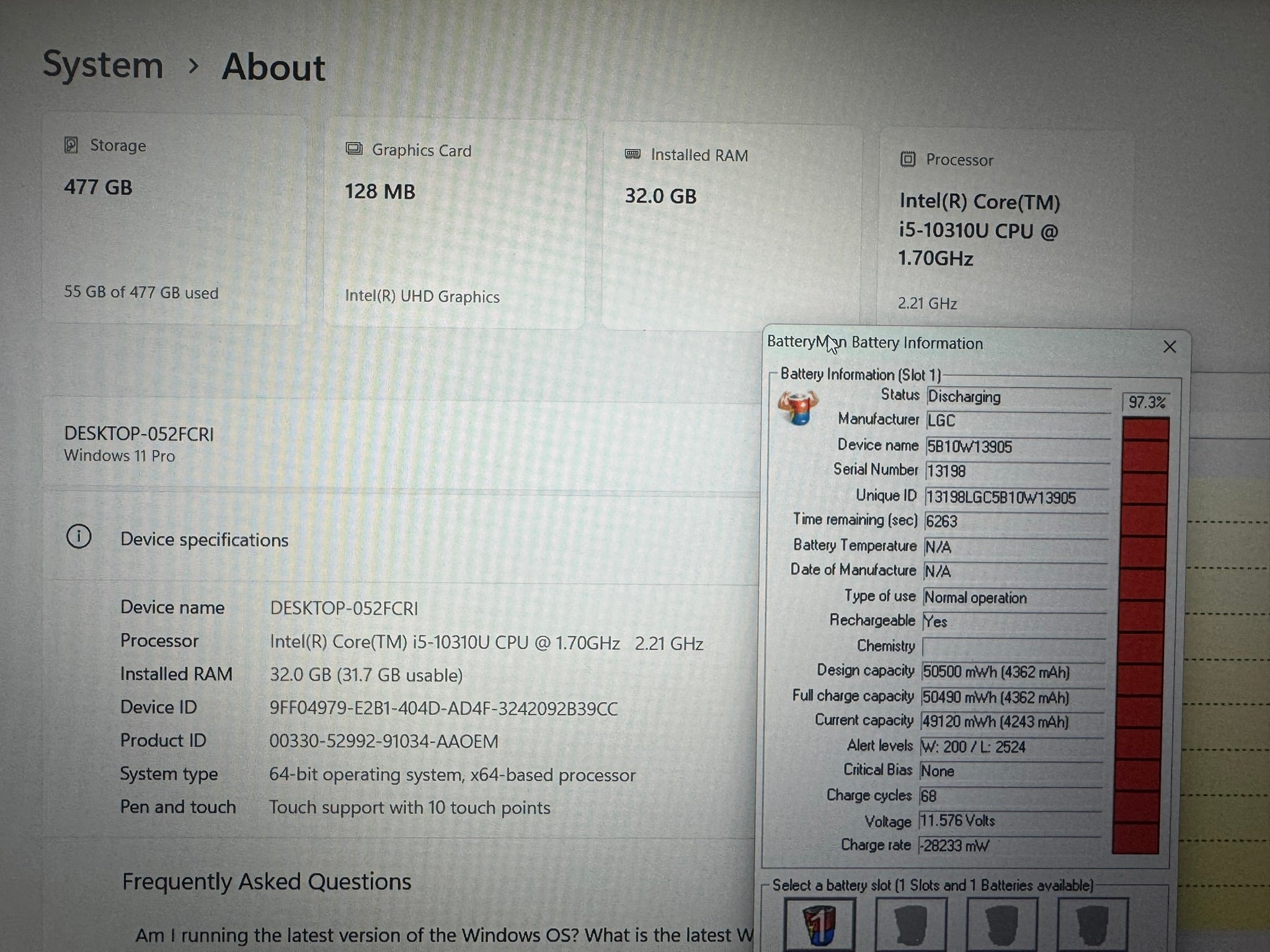 LENOVO THINKPAD T14/14.0 IPS TOUCH/I5-10310U/32GB/SSD 512GB