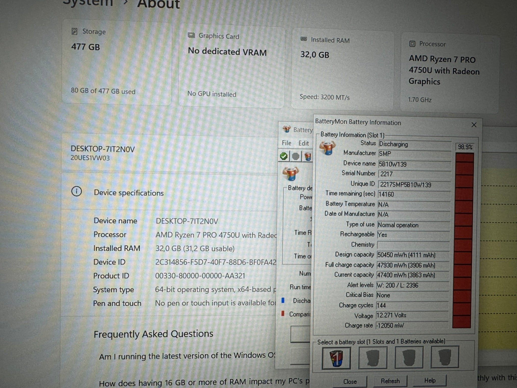 LENOVO THINKPAD T14/14.0 FHD IPS/AMD RYZEN 7-4750U/32GB/512