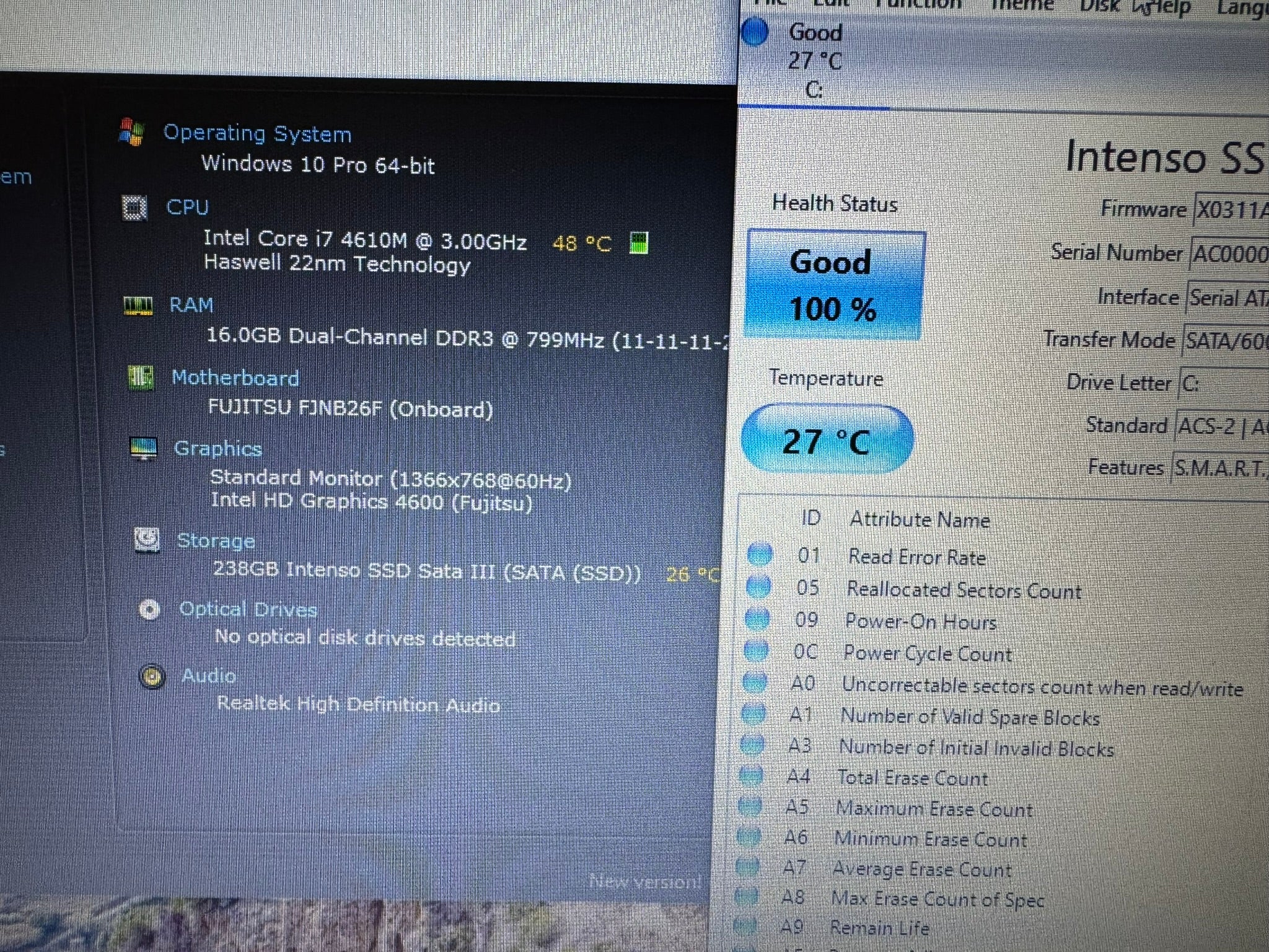 Fujitsu/15.6 SLIM/INTEL I7-4610M/16GB/SSD 256/Čitač LK/SIM