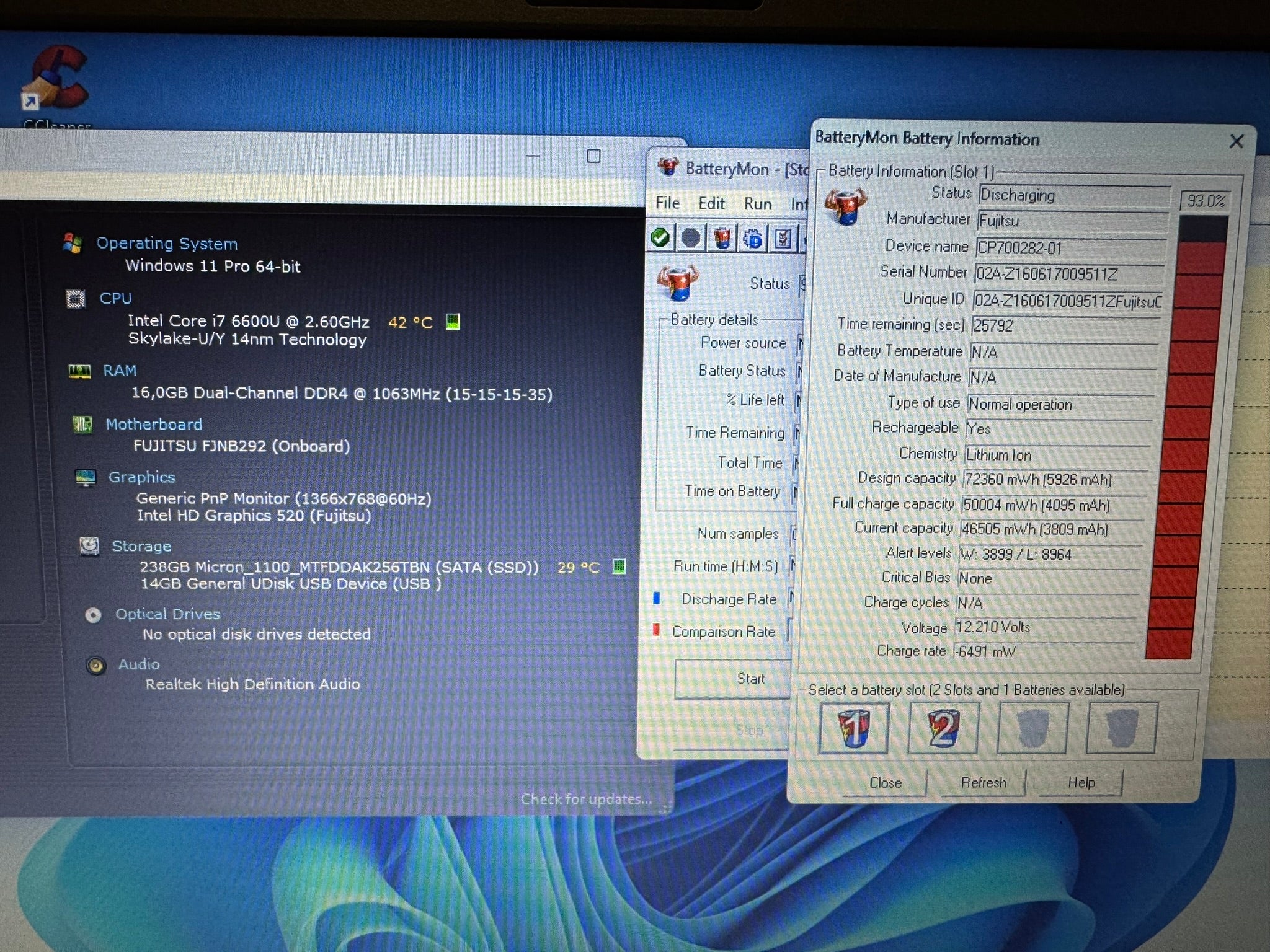 Fujitsu/15.6 SLIM/INTEL I7-6600U/16GB/SSD 256/Čitač LK/SIM