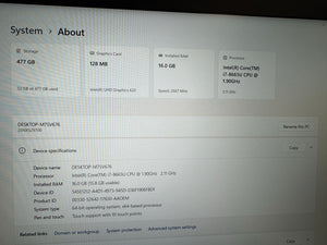 Lenovo thinkpad T490S/14 IPS Touch/i7-8665U/16GB/512GB Nvme